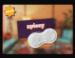 Spicey pain relief patch with a purple packaging on a blurred background
